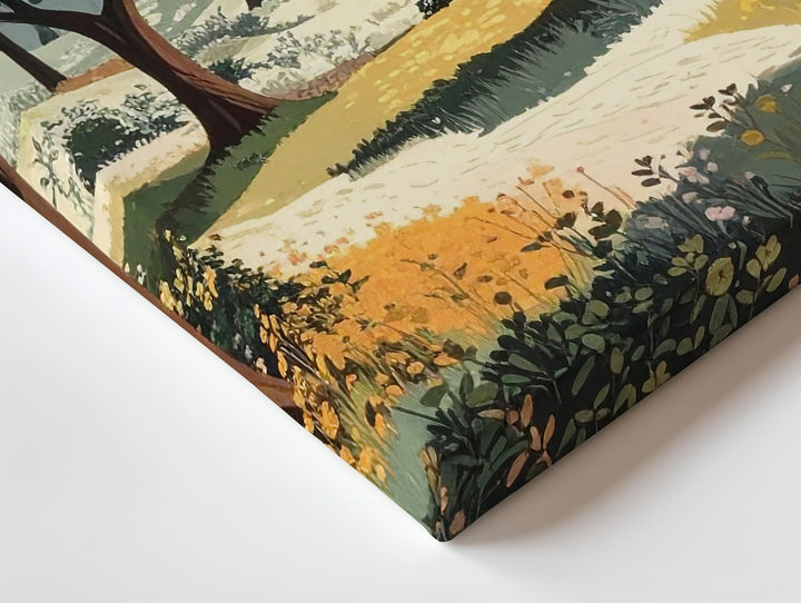 Patterned Forest Garden Canvas – Stylized Japanese Woodland Textile Art - Gifitto