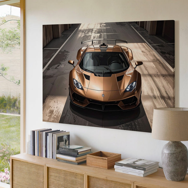 Bronze Lamborghini Aventador Canvas – Scissor Door Supercar in Cinematic Garage - Gifitto