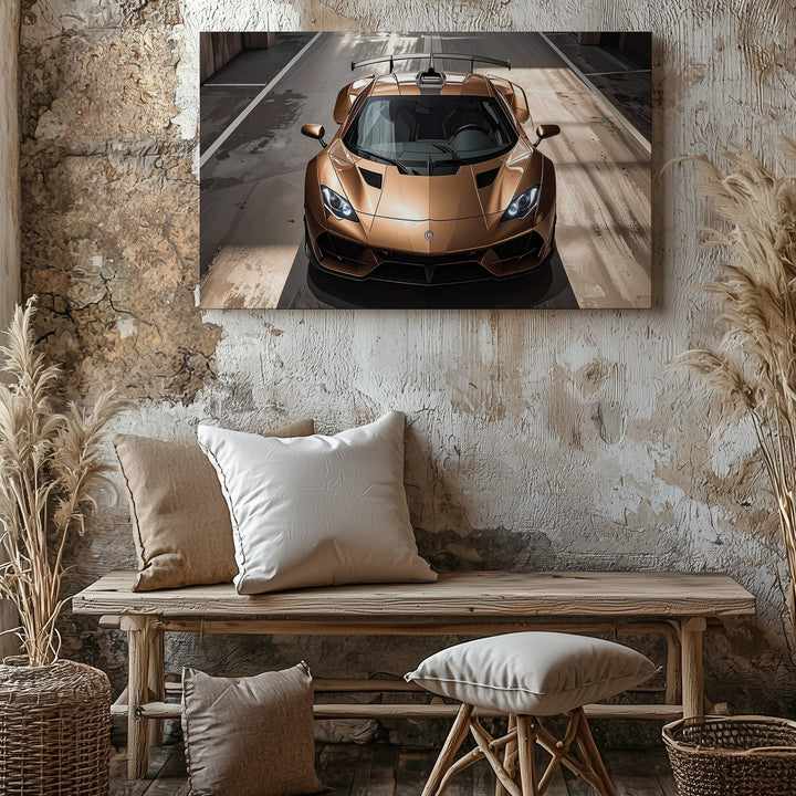 Bronze Lamborghini Aventador Canvas – Scissor Door Supercar in Cinematic Garage - Gifitto