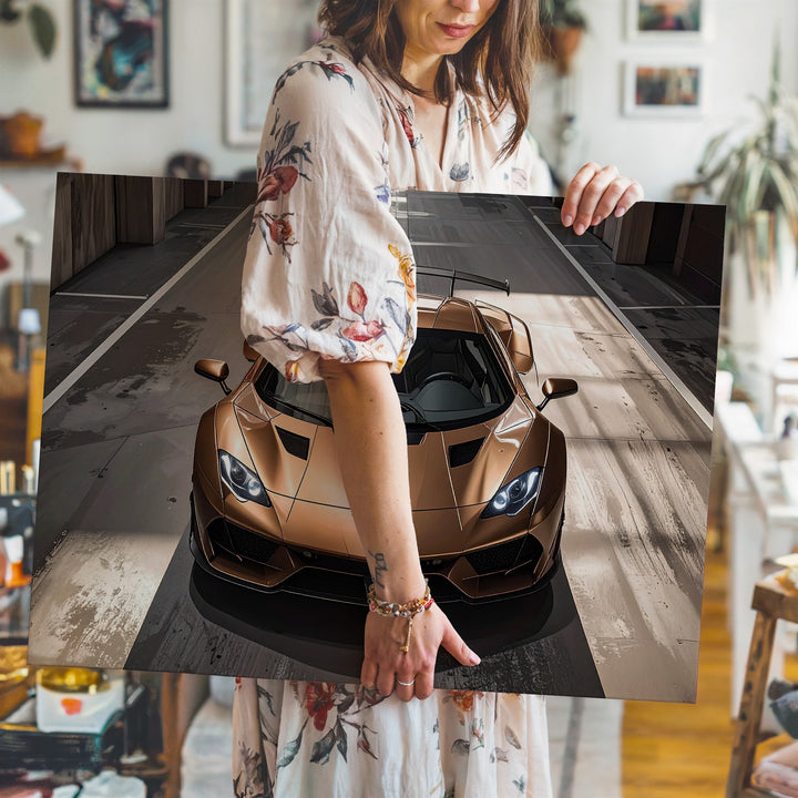 Bronze Lamborghini Aventador Canvas – Scissor Door Supercar in Cinematic Garage - Gifitto