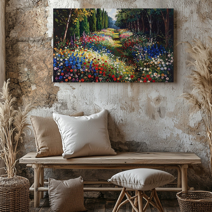 Enchanted Garden Path Canvas – Impressionist Wildflower Meadow Wall Art - Gifitto