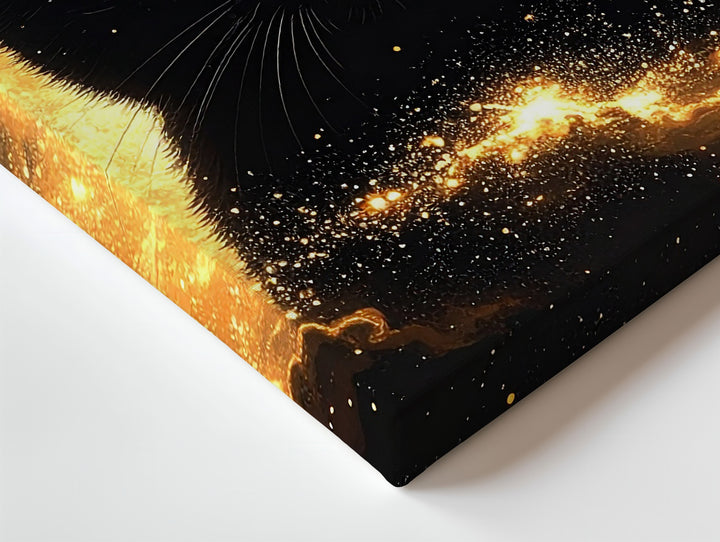 Cosmic Black Cat Canvas – Celestial Feline in Starry Void - Gifitto