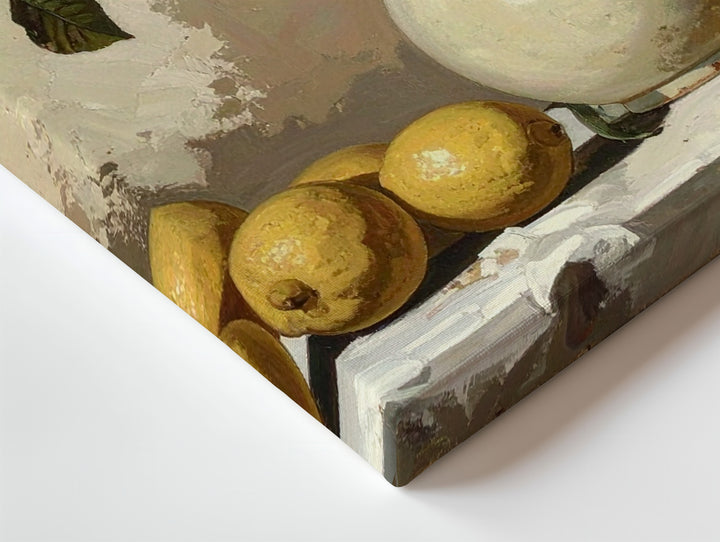 Rustic Lemon & Pitcher Canvas – Subdued Still Life with Earthy Elegance - Gifitto