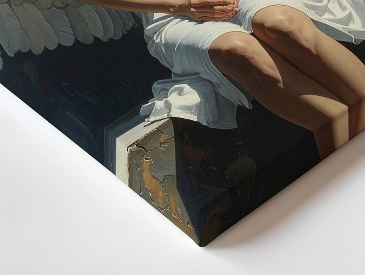 Cloud-Faced Angel Canvas – Surreal Divine Serenity Wall Art - Gifitto