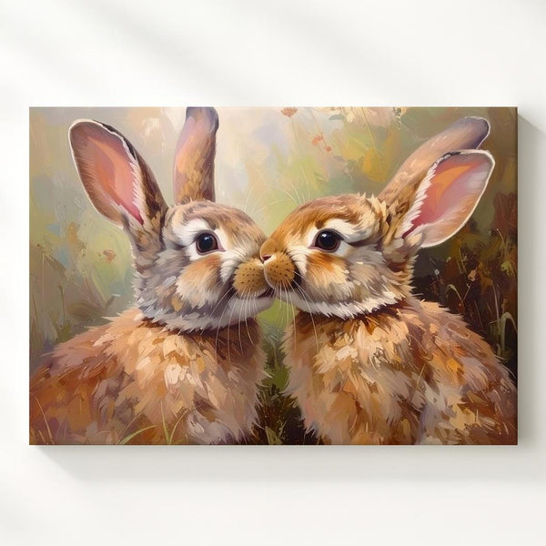 Tender Rabbit Love Canvas – Affectionate Spring Wall Art - Gifitto