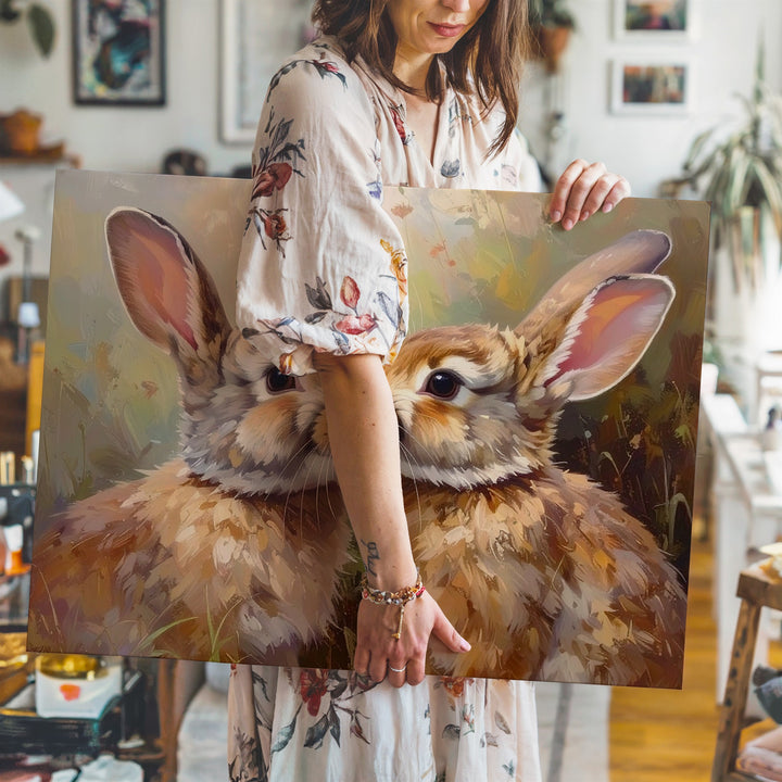 Tender Rabbit Love Canvas – Affectionate Spring Wall Art - Gifitto