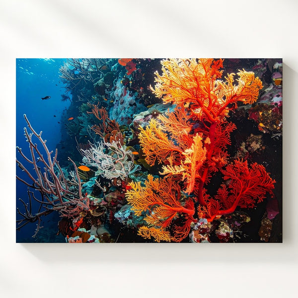 Fire Coral Wall Canvas – Vivid Close-Up of Reef Biodiversity
