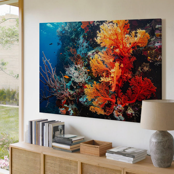 Fire Coral Wall Canvas – Vivid Close-Up of Reef Biodiversity - Gifitto