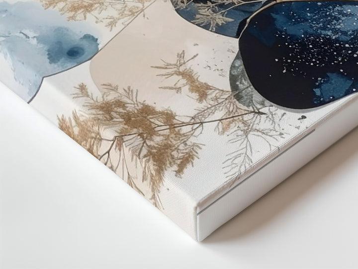 Nocturnal Bloom Abstract Canvas – Layered Indigo Shapes & Botanical Art - Gifitto