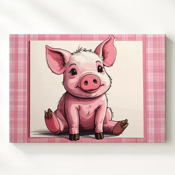 Gentle Piglet Character Canvas – Classic Nursery Wall Art - Gifitto