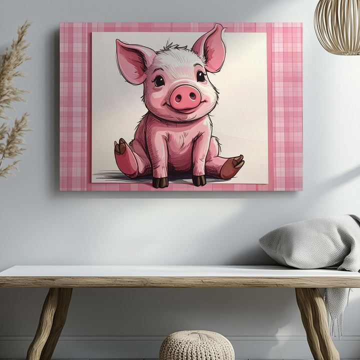 Gentle Piglet Character Canvas – Classic Nursery Wall Art - Gifitto