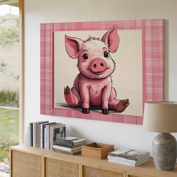Gentle Piglet Character Canvas – Classic Nursery Wall Art - Gifitto