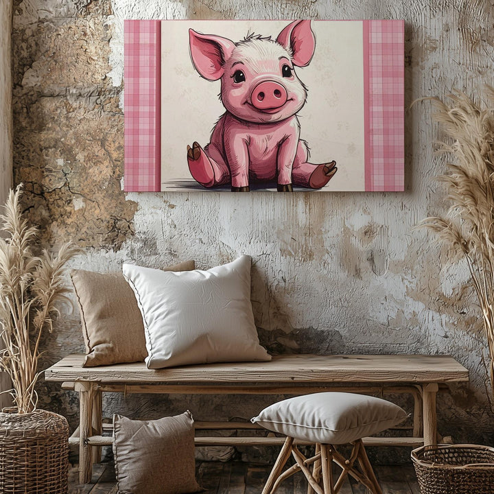 Gentle Piglet Character Canvas – Classic Nursery Wall Art - Gifitto