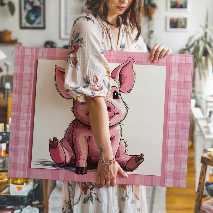 Gentle Piglet Character Canvas – Classic Nursery Wall Art - Gifitto
