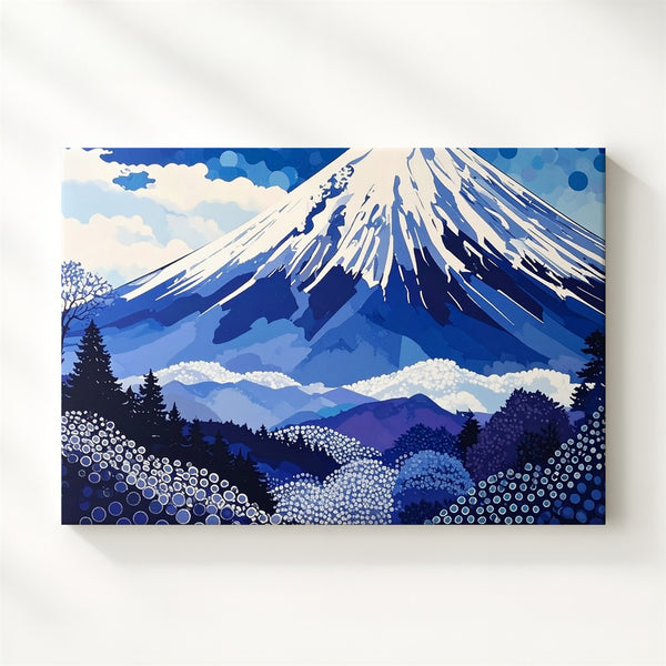 Abstract Mount Fuji Canvas – Modern Japanese Icon in Blue & Purple Tones - Gifitto