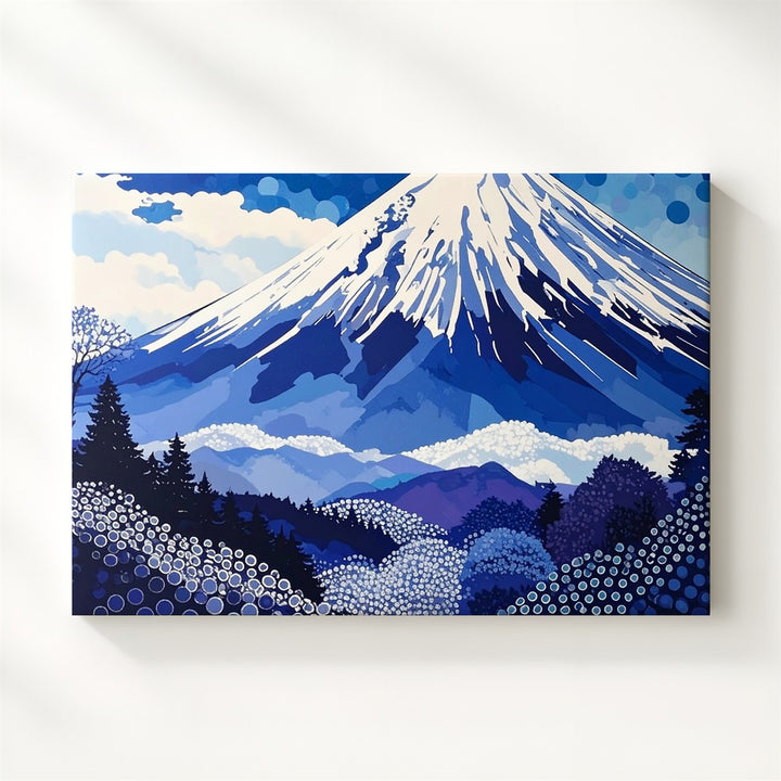 Abstract Mount Fuji Canvas – Modern Japanese Icon in Blue & Purple Tones - Gifitto