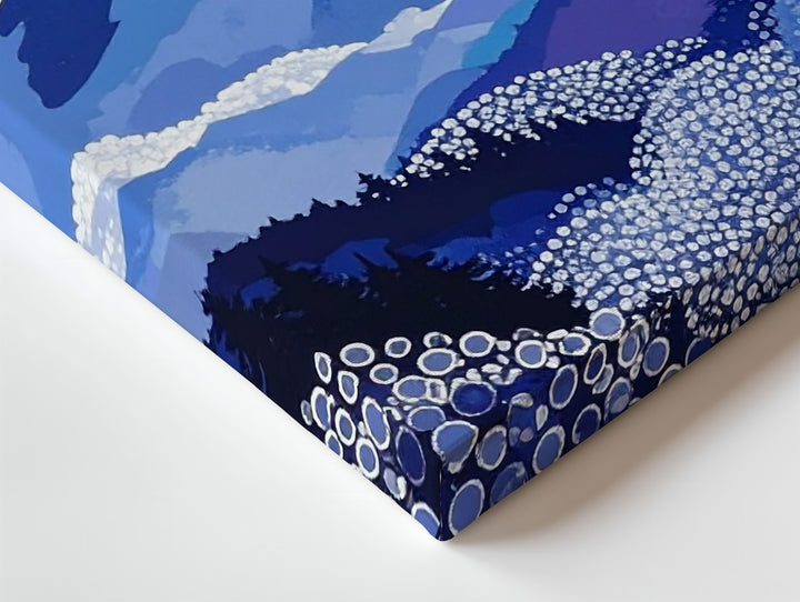 Abstract Mount Fuji Canvas – Modern Japanese Icon in Blue & Purple Tones - Gifitto