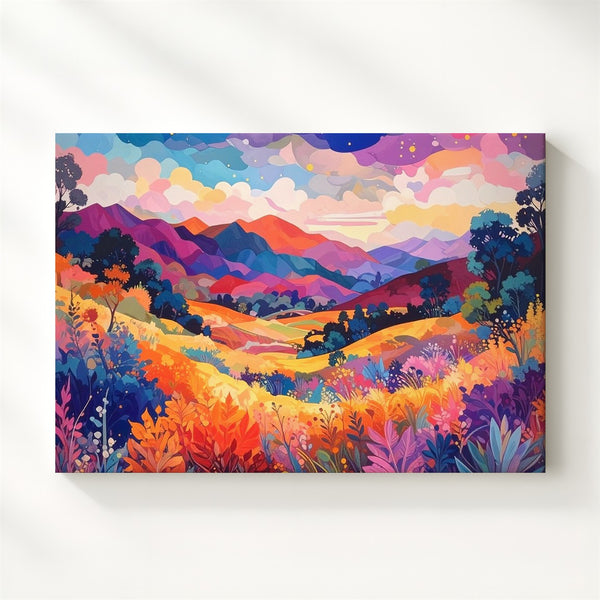 Blooming Dreamscape Canvas – Colorful Abstract Fantasy Landscape Art - Gifitto