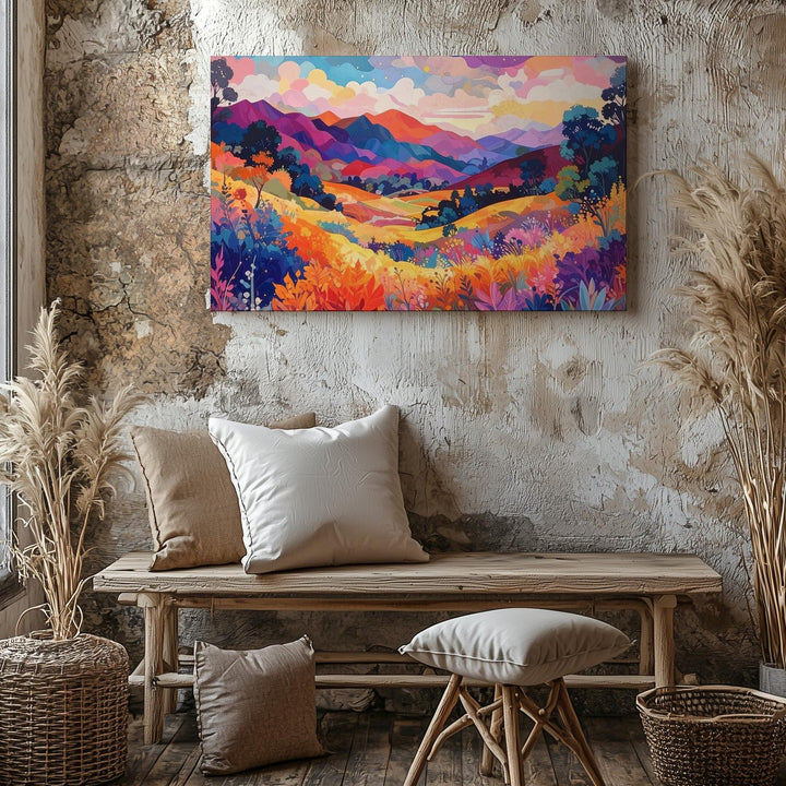 Blooming Dreamscape Canvas – Colorful Abstract Fantasy Landscape Art - Gifitto