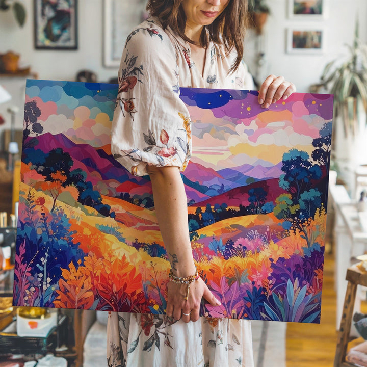 Blooming Dreamscape Canvas – Colorful Abstract Fantasy Landscape Art - Gifitto