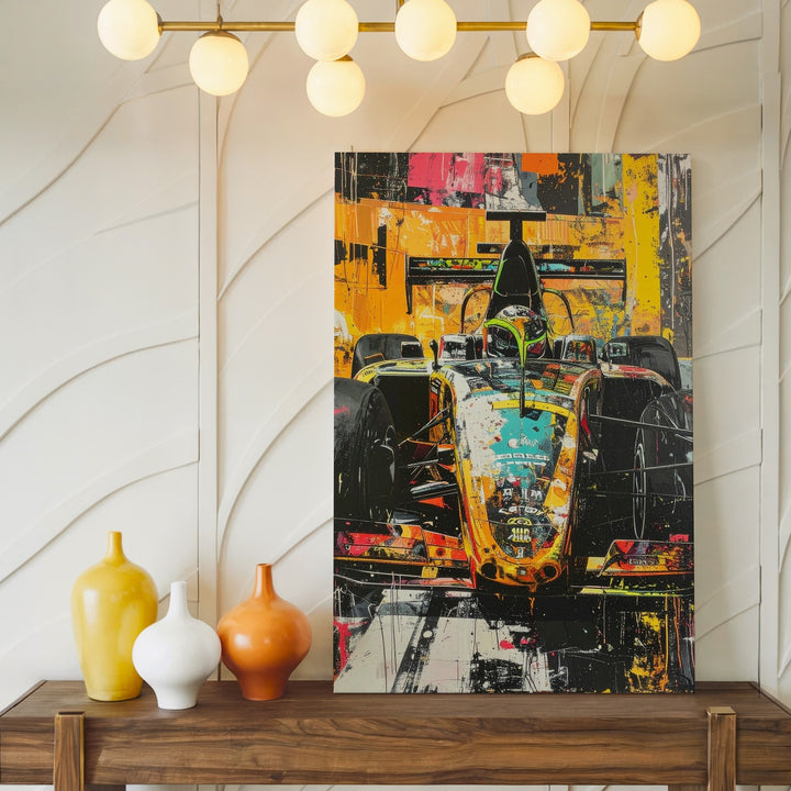 Abstract Formula 1 Car Canvas – Vibrant Racing Motion Art - Gifitto