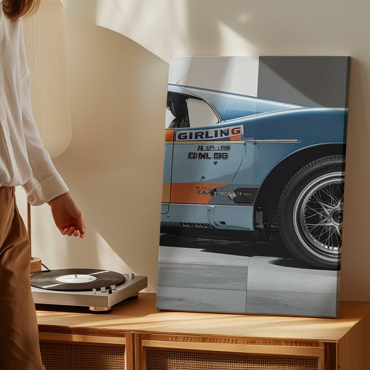 Gulf-Liveried Ford GT40 Close-Up Canvas – Vintage Racing Car Detail Art - Gifitto