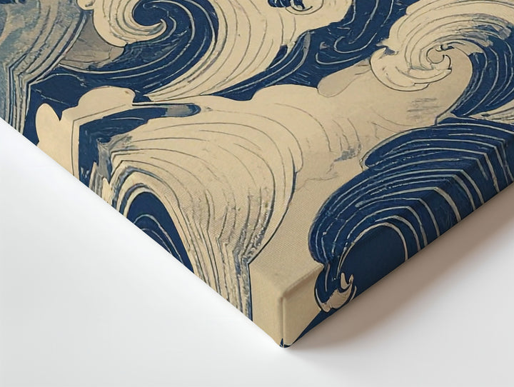 Traditional Wave Pattern Canvas – Japanese Ukiyo-e Style Textile Design - Gifitto