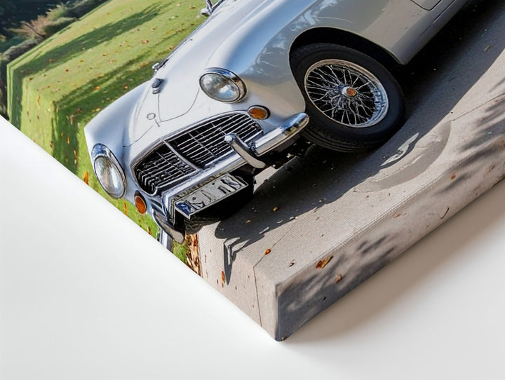 Vintage Silver Convertible Jaguar XK120 Canvas – Autumn Roadster Art - Gifitto
