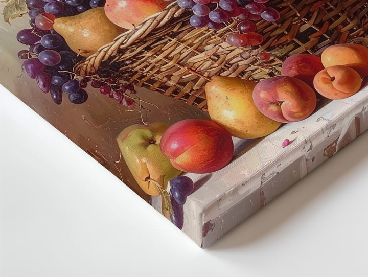 Classical Fruit Basket Still Life Canvas – Rustic Display with Apples, Grapes & Peaches - Gifitto