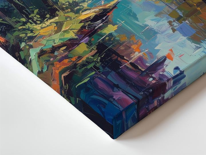 Abstract Forest Reflection Canvas – Impressionist Painting with Autumn & Spring Tones - Gifitto