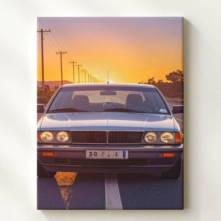 BMW E30 M3 Golden Hour Canvas – Vintage Driving Nostalgia Art - Gifitto