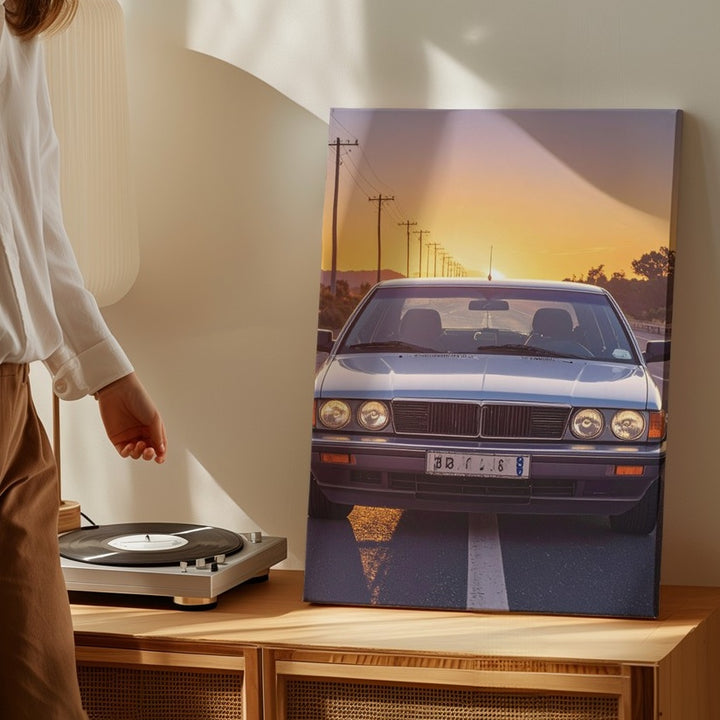BMW E30 M3 Golden Hour Canvas – Vintage Driving Nostalgia Art - Gifitto