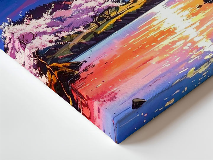 Mount Fuji Sakura Sunset Canvas – Romantic Japanese Landscape Wall Art - Gifitto