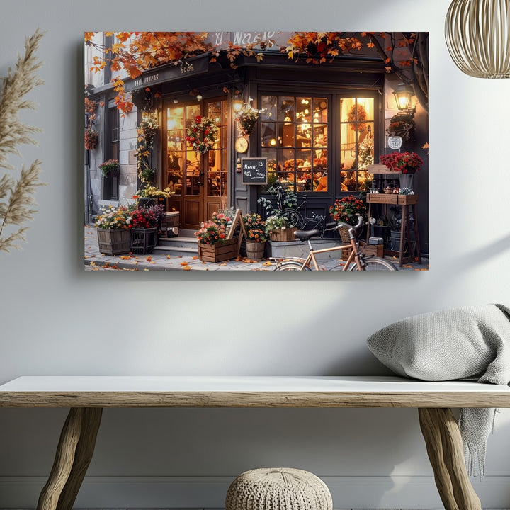 Maria’s Boutique Canvas – Autumn Floral Storefront Wall Art - Gifitto