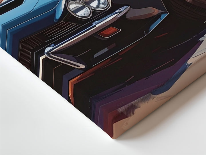 Black Corvette Convertible Canvas – Abstract Sunset Fusion of Art & Muscle - Gifitto