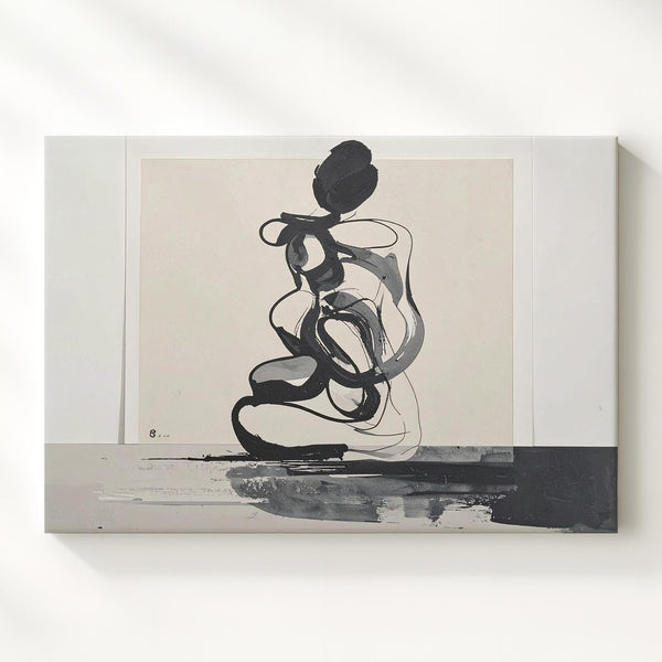 Intertwined Ink Line Canvas – Minimalist Abstract Figurative Art - Gifitto