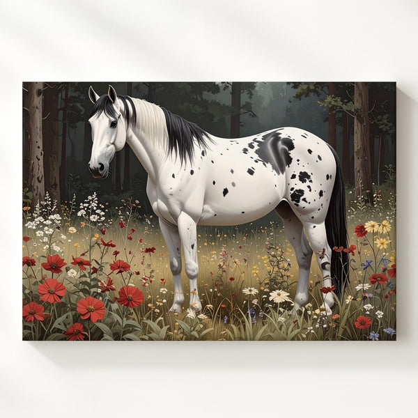 Woodland Whimsy Canvas – Spotted Horse in Enchanted Forest - Gifitto