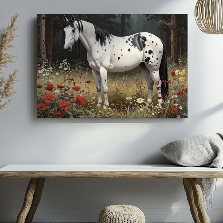 Woodland Whimsy Canvas – Spotted Horse in Enchanted Forest - Gifitto