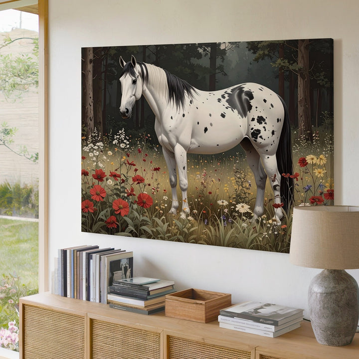Woodland Whimsy Canvas – Spotted Horse in Enchanted Forest - Gifitto