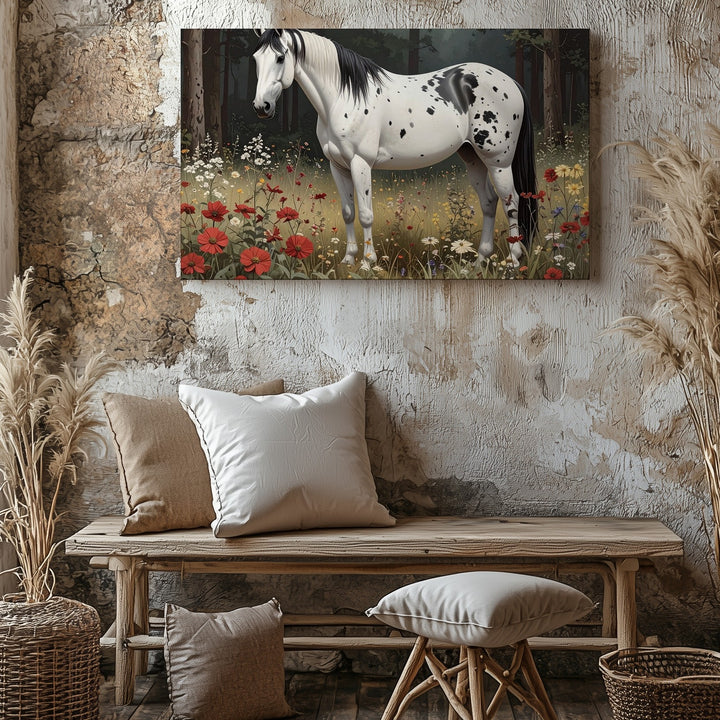 Woodland Whimsy Canvas – Spotted Horse in Enchanted Forest - Gifitto