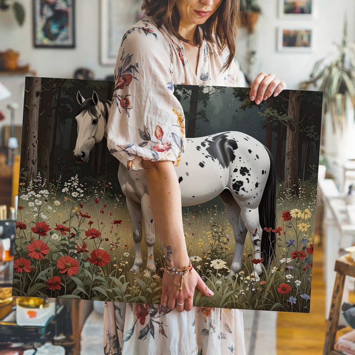 Woodland Whimsy Canvas – Spotted Horse in Enchanted Forest - Gifitto