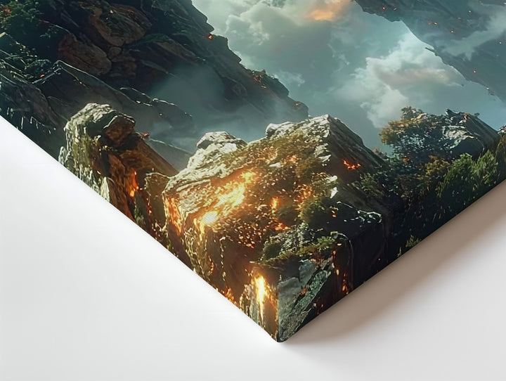 Celestial Stone Arch Canvas – Surreal Alien Bridge Over Misty Abyss - Gifitto