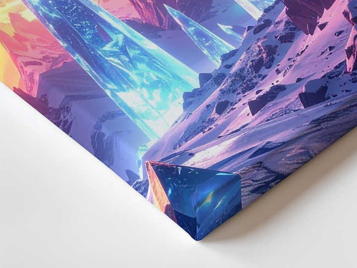 Glowing Ice Spires Canvas – Surreal Alien Landscape with Frost and Snow - Gifitto