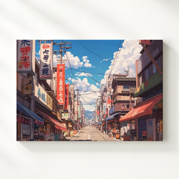 Tokyo Street Market Canvas – Vibrant Japanese Shopping District Scene - Gifitto