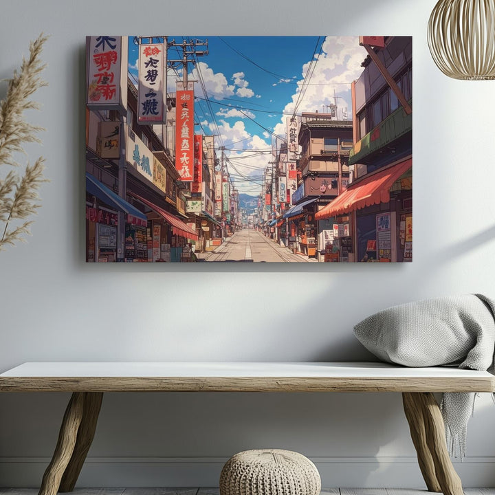 Tokyo Street Market Canvas – Vibrant Japanese Shopping District Scene - Gifitto