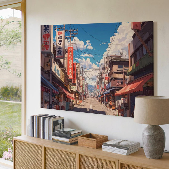 Tokyo Street Market Canvas – Vibrant Japanese Shopping District Scene - Gifitto