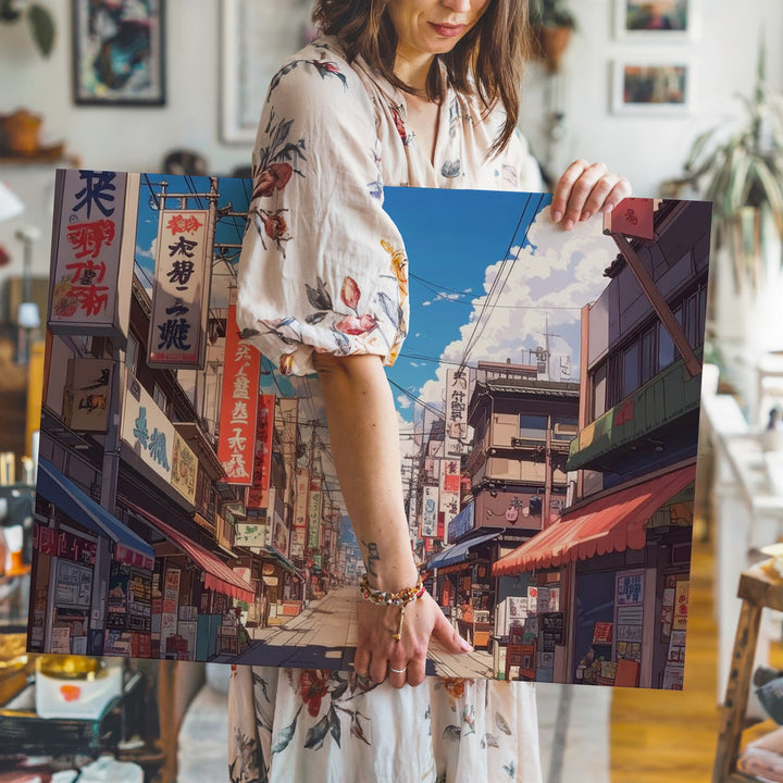 Tokyo Street Market Canvas – Vibrant Japanese Shopping District Scene - Gifitto