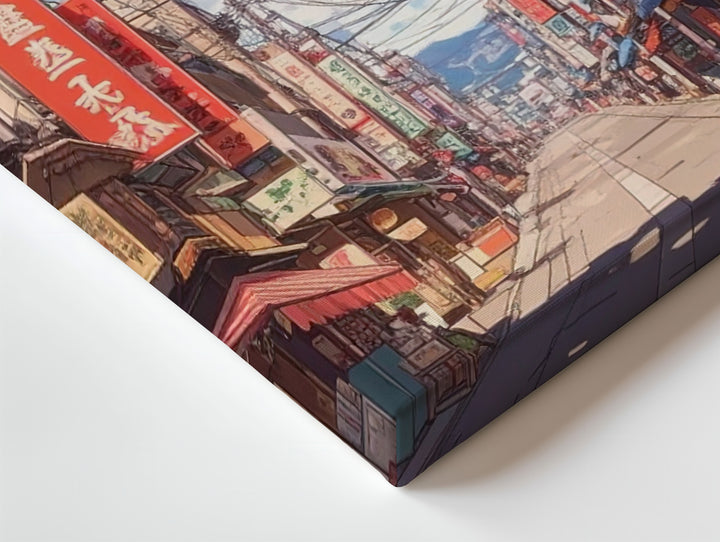 Tokyo Street Market Canvas – Vibrant Japanese Shopping District Scene - Gifitto