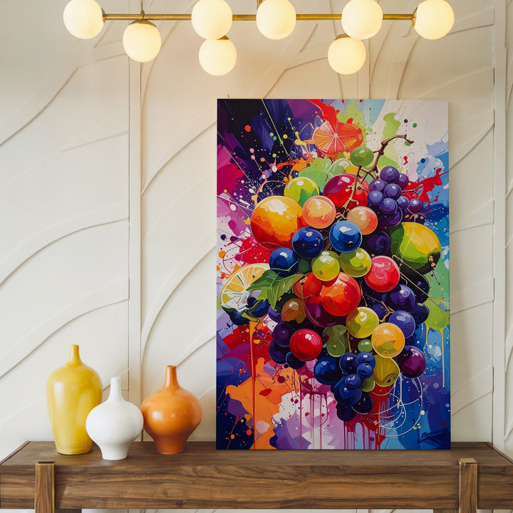 Vibrant Fruit Explosion Canvas – Watercolor Painting with Dynamic Color Splashes - Gifitto