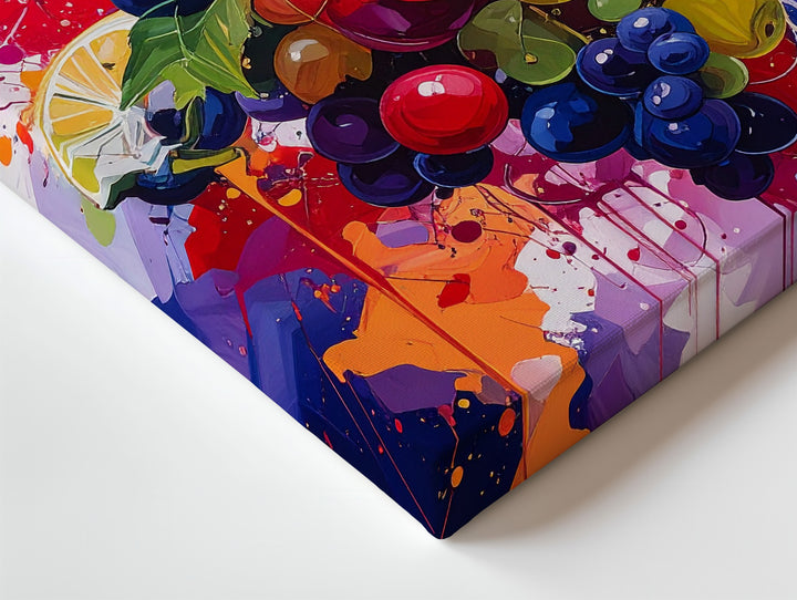 Vibrant Fruit Explosion Canvas – Watercolor Painting with Dynamic Color Splashes - Gifitto